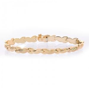 7.0mm 14K Yellow Gold Fancy Wave Link Bracelet